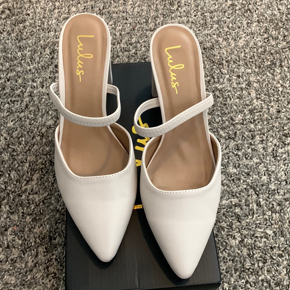 Ivory block heel mule